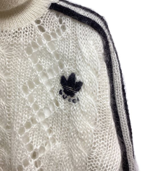 GUCCI×adidas（グッチ×アディダス）GUCCI×adidas (グッチ×アディダス) シルク×アセテート タートルネックニット ホワイト サイズ:Sの古着・服飾アイテム