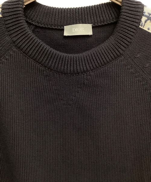 Christian Dior（クリスチャン ディオール）Christian Dior (クリスチャン ディオール) OBLIQUE crew neck knit（オブリーククルーネックニット） ブラック サイズ:XLの古着・服飾アイテム