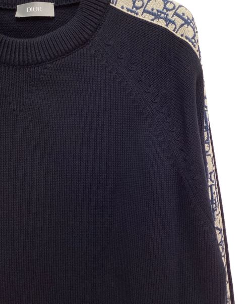 Christian Dior（クリスチャン ディオール）Christian Dior (クリスチャン ディオール) OBLIQUE crew neck knit（オブリーククルーネックニット） ブラック サイズ:XLの古着・服飾アイテム
