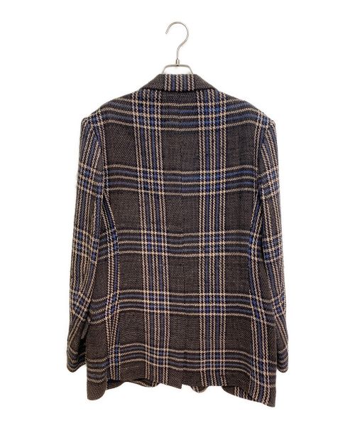 Yohji Yamamoto pour homme（ヨウジヤマモト プールオム）Yohji Yamamoto pour homme (ヨウジヤマモト プールオム) INDIAN PLAID PEAK LAPEL JACKET ブラウン×ブルー サイズ:2の古着・服飾アイテム