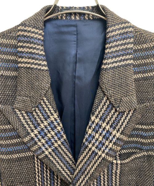 Yohji Yamamoto pour homme（ヨウジヤマモト プールオム）Yohji Yamamoto pour homme (ヨウジヤマモト プールオム) INDIAN PLAID PEAK LAPEL JACKET ブラウン×ブルー サイズ:2の古着・服飾アイテム