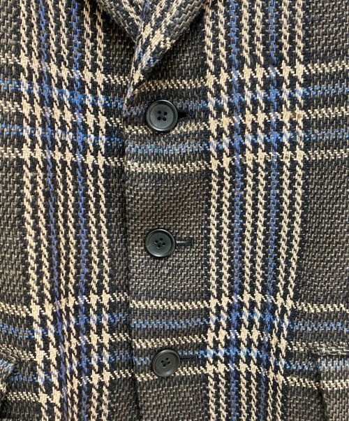 Yohji Yamamoto pour homme（ヨウジヤマモト プールオム）Yohji Yamamoto pour homme (ヨウジヤマモト プールオム) INDIAN PLAID PEAK LAPEL JACKET ブラウン×ブルー サイズ:2の古着・服飾アイテム