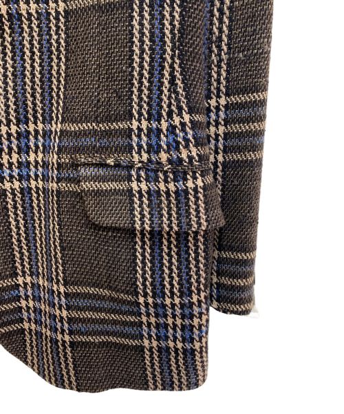 Yohji Yamamoto pour homme（ヨウジヤマモト プールオム）Yohji Yamamoto pour homme (ヨウジヤマモト プールオム) INDIAN PLAID PEAK LAPEL JACKET ブラウン×ブルー サイズ:2の古着・服飾アイテム