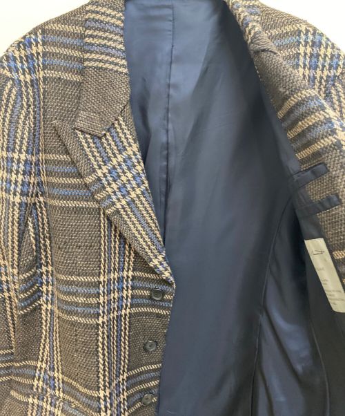 Yohji Yamamoto pour homme（ヨウジヤマモト プールオム）Yohji Yamamoto pour homme (ヨウジヤマモト プールオム) INDIAN PLAID PEAK LAPEL JACKET ブラウン×ブルー サイズ:2の古着・服飾アイテム
