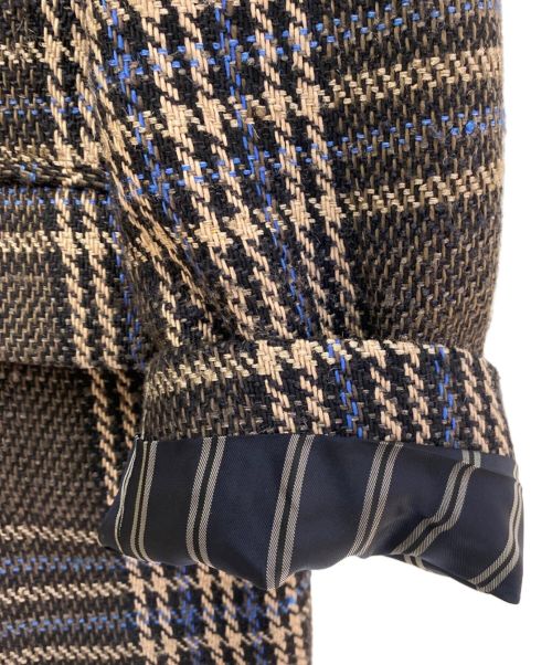 Yohji Yamamoto pour homme（ヨウジヤマモト プールオム）Yohji Yamamoto pour homme (ヨウジヤマモト プールオム) INDIAN PLAID PEAK LAPEL JACKET ブラウン×ブルー サイズ:2の古着・服飾アイテム
