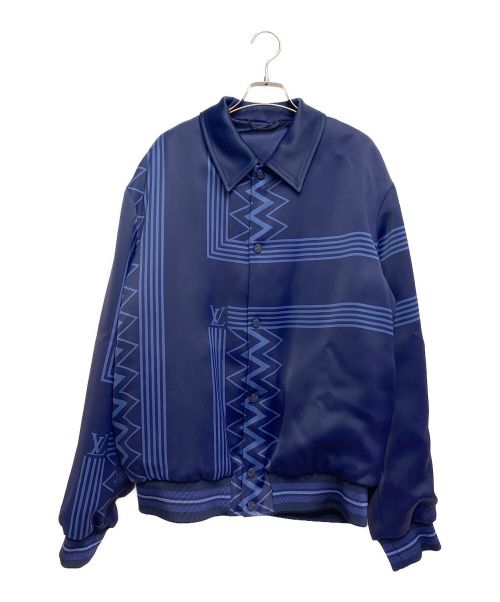LOUIS VUITTON（ルイ ヴィトン）LOUIS VUITTON (ルイ ヴィトン) Monogram Design Rayon Coach Blouson (モノグラムデザインレーヨンコーチブルゾン）/カラコラムスーベニアジャケット ネイビー サイズ:50の古着・服飾アイテム