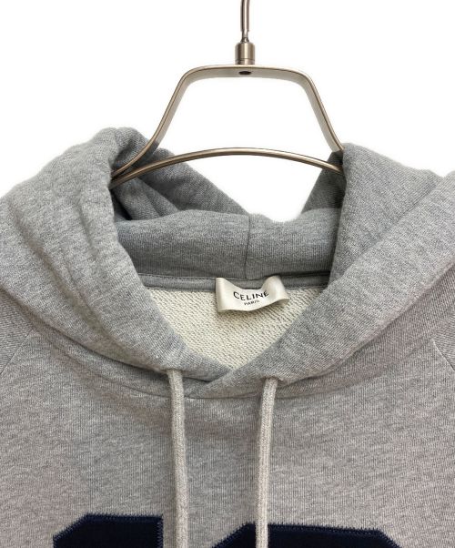 CELINE（セリーヌ）CELINE (セリーヌ) 23SS 16 パッチ オーバーサイズ フーディードレス半袖プルオーバーパーカー グレー サイズ:Sの古着・服飾アイテム