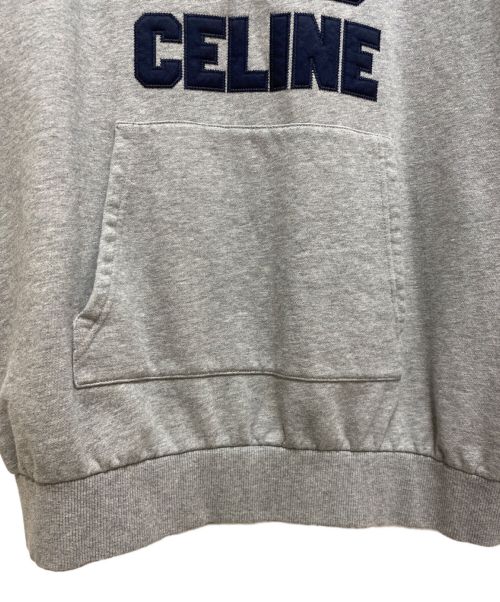 CELINE（セリーヌ）CELINE (セリーヌ) 23SS 16 パッチ オーバーサイズ フーディードレス半袖プルオーバーパーカー グレー サイズ:Sの古着・服飾アイテム