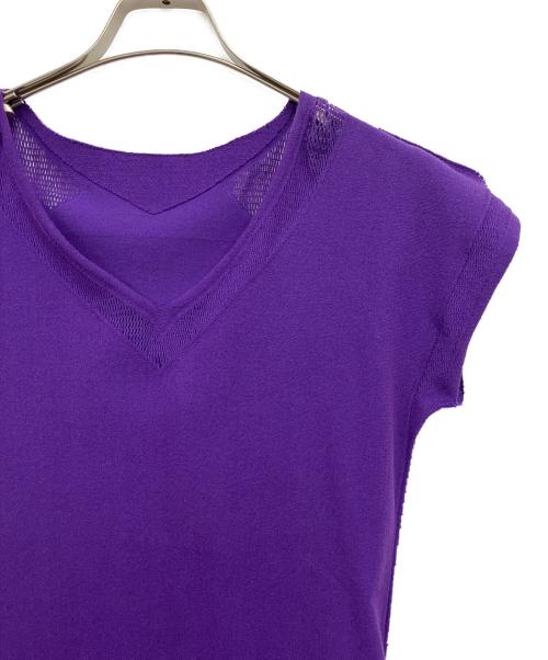 ISSEY MIYAKE（イッセイミヤケ）ISSEY MIYAKE (イッセイミヤケ) ノースリーブニットカットソー パープル サイズ:2の古着・服飾アイテム