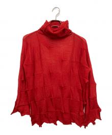 ISSEY MIYAKE（イッセイミヤケ）の古着「デザインタートルネックニット」｜レッド