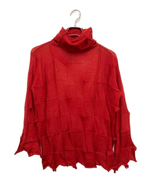 ISSEY MIYAKE（イッセイミヤケ）ISSEY MIYAKE (イッセイミヤケ) デザインタートルネックニット レッド サイズ:2の古着・服飾アイテム