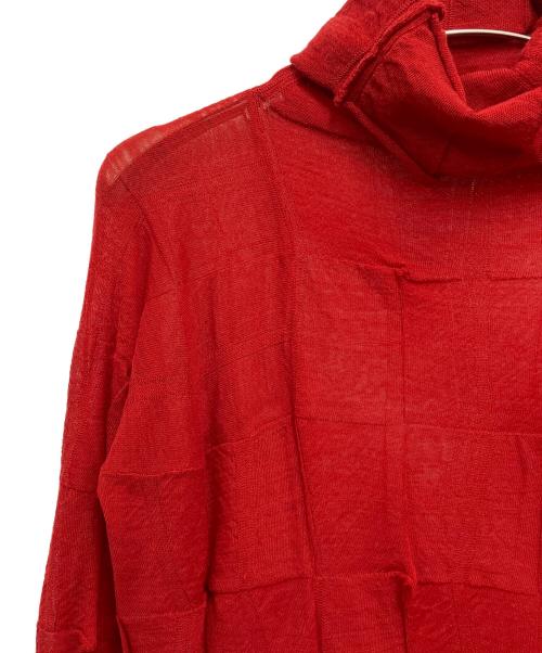 ISSEY MIYAKE（イッセイミヤケ）ISSEY MIYAKE (イッセイミヤケ) デザインタートルネックニット レッド サイズ:2の古着・服飾アイテム