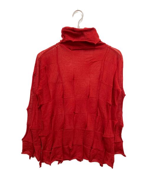 ISSEY MIYAKE（イッセイミヤケ）ISSEY MIYAKE (イッセイミヤケ) デザインタートルネックニット レッド サイズ:2の古着・服飾アイテム