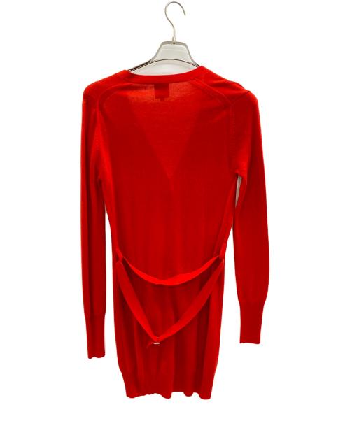 ALEXANDER McQUEEN（アレキサンダーマックイーン）ALEXANDER McQUEEN (アレキサンダーマックイーン) ベKルトデザインロングカーディガン レッド サイズ:38の古着・服飾アイテム