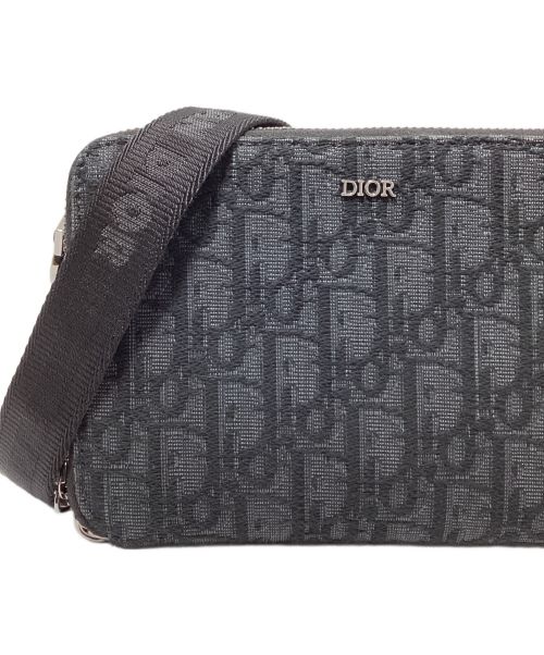 Dior（ディオール）Dior (ディオール) ストラップ付ジップポーチ オブリークショルダーバッグ ブラックの古着・服飾アイテム