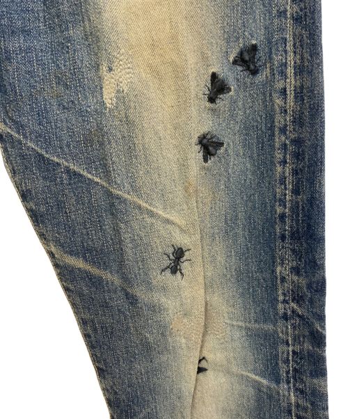 UNDERCOVERISM（アンダーカバーイズム）UNDERCOVERISM (アンダーカバーイズム) 蝿・蜘蛛刺繍デニムパンツ/06AW GURUGURU期/Archive ネイビー サイズ:2の古着・服飾アイテム
