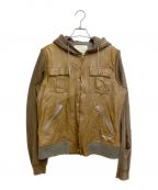 UNDERCOVERISMアンダーカバーイズム）の古着「one off Remake Leather Hoodie (リメイクレザーフーディー)」｜ブラウン