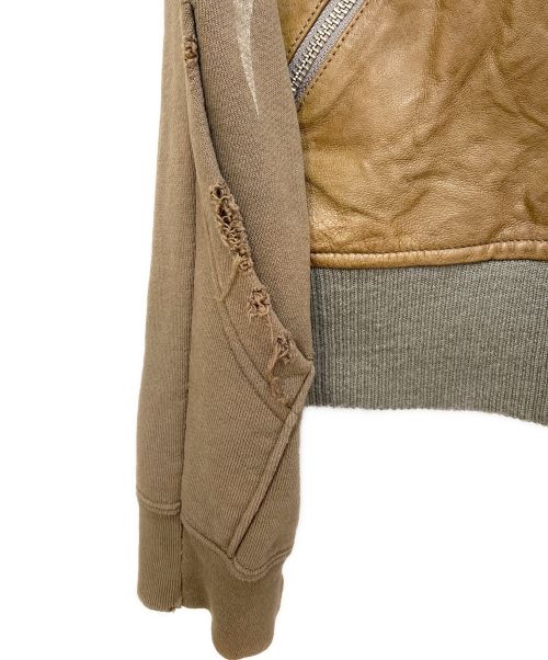 UNDERCOVERISM（アンダーカバーイズム）UNDERCOVERISM (アンダーカバーイズム) one off Remake Leather Hoodie (リメイクレザーフーディー) ブラウン サイズ:SIZE 3の古着・服飾アイテム