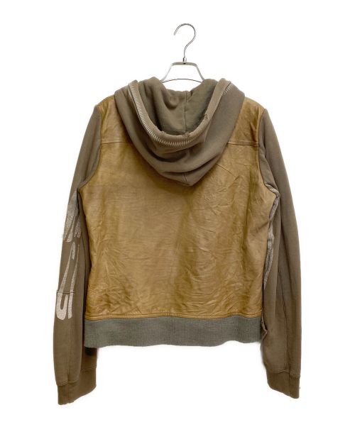 UNDERCOVERISM（アンダーカバーイズム）UNDERCOVERISM (アンダーカバーイズム) one off Remake Leather Hoodie (リメイクレザーフーディー) ブラウン サイズ:SIZE 3の古着・服飾アイテム