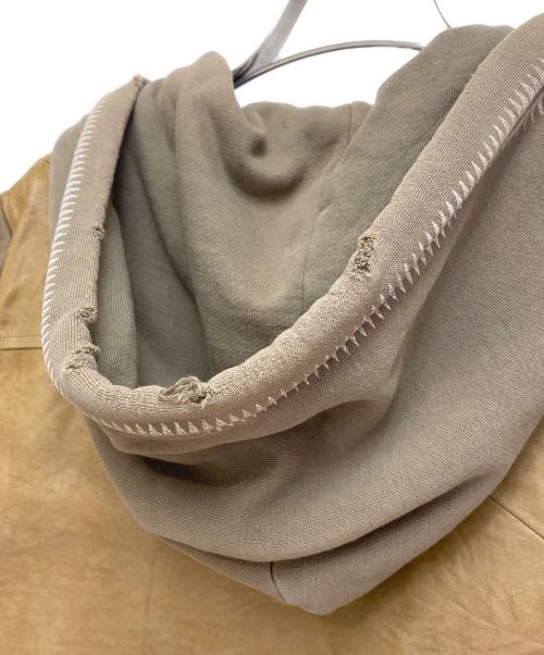 UNDERCOVERISM（アンダーカバーイズム）UNDERCOVERISM (アンダーカバーイズム) one off Remake Leather Hoodie (リメイクレザーフーディー) ブラウン サイズ:SIZE 3の古着・服飾アイテム