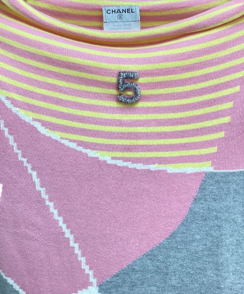 CHANEL（シャネル）CHANEL (シャネル) ナンバーモチーフニット グレー サイズ:34の古着・服飾アイテム
