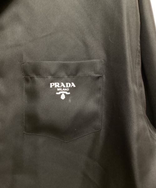 PRADA（プラダ）PRADA (プラダ) シルクツイルシャツ ブラック サイズ:Mの古着・服飾アイテム