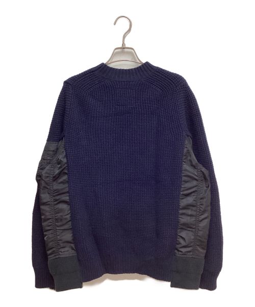 sacai（サカイ）sacai (サカイ) MA-1 ウールニット プルオーバー ネイビー サイズ:1の古着・服飾アイテム