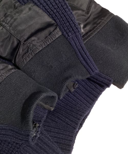 sacai（サカイ）sacai (サカイ) MA-1 ウールニット プルオーバー ネイビー サイズ:1の古着・服飾アイテム