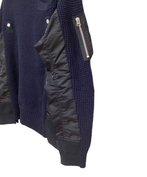 sacai（サカイ）sacai (サカイ) MA-1 ウールニット プルオーバー ネイビー サイズ:1の古着・服飾アイテム