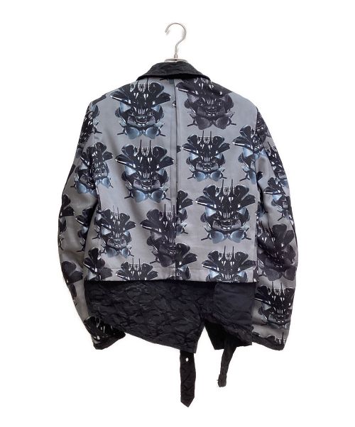 COMME des GARCONS HOMME PLUS（コムデギャルソンオムプリュス）COMME des GARCONS HOMME PLUS (コムデギャルソンオムプリュス) 総柄ナイロンライダースジャケット ブラック サイズ:Sの古着・服飾アイテム