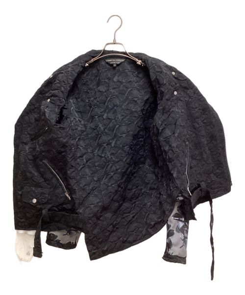 COMME des GARCONS HOMME PLUS（コムデギャルソンオムプリュス）COMME des GARCONS HOMME PLUS (コムデギャルソンオムプリュス) 総柄ナイロンライダースジャケット ブラック サイズ:Sの古着・服飾アイテム