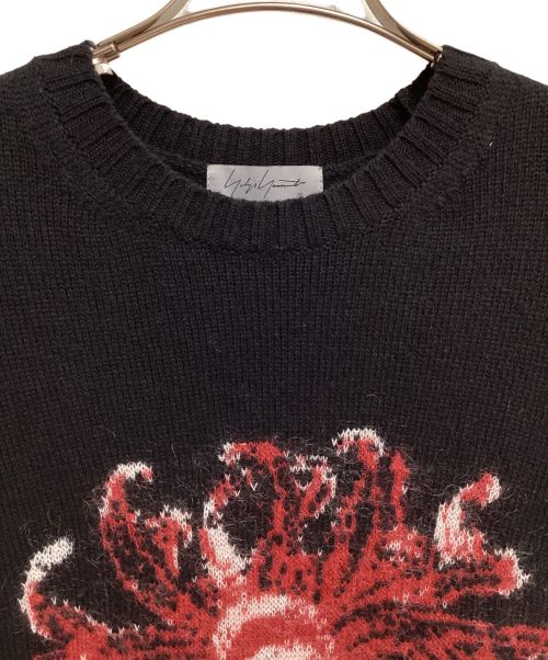 Yohji Yamamoto pour homme（ヨウジヤマモト プールオム）Yohji Yamamoto pour homme (ヨウジヤマモト プールオム) 22AW 花柄丸首B フラワーニットセーター ブラック サイズ:3の古着・服飾アイテム