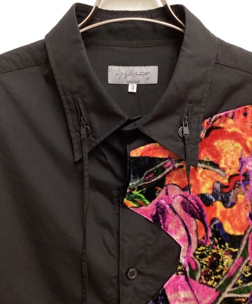 Yohji Yamamoto pour homme（ヨウジヤマモト プールオム）Yohji Yamamoto pour homme (ヨウジヤマモト プールオム) 23SS 100/2 BROAD R-PATCHWORK ZIP COLLAR B(ブロードRパッチワークジップカラーブラウス) ブラック サイズ:3の古着・服飾アイテム