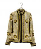 VERSACEヴェルサーチェ）の古着「総柄ブラウス」｜ホワイト×ブラック×イエロー