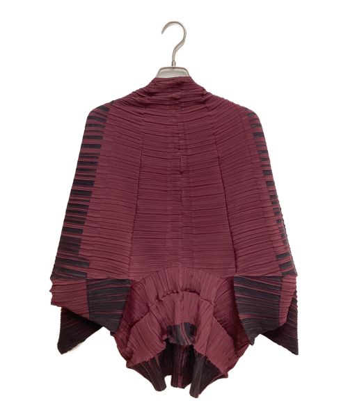 ISSEY MIYAKE（イッセイミヤケ）ISSEY MIYAKE (イッセイミヤケ) プリーツドルマンカーディガン ワインレッド サイズ:2の古着・服飾アイテム