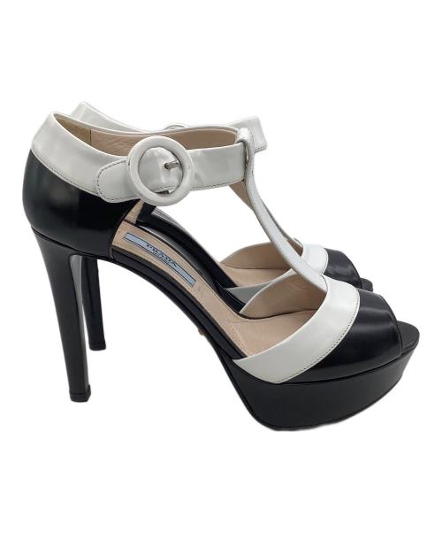 PRADA（プラダ）PRADA (プラダ) ヒールパンプス ブラック×ホワイト サイズ:36の古着・服飾アイテム