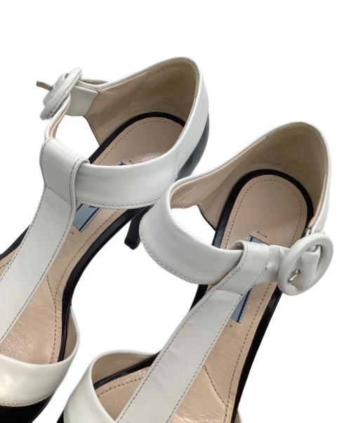 PRADA（プラダ）PRADA (プラダ) ヒールパンプス ブラック×ホワイト サイズ:36の古着・服飾アイテム