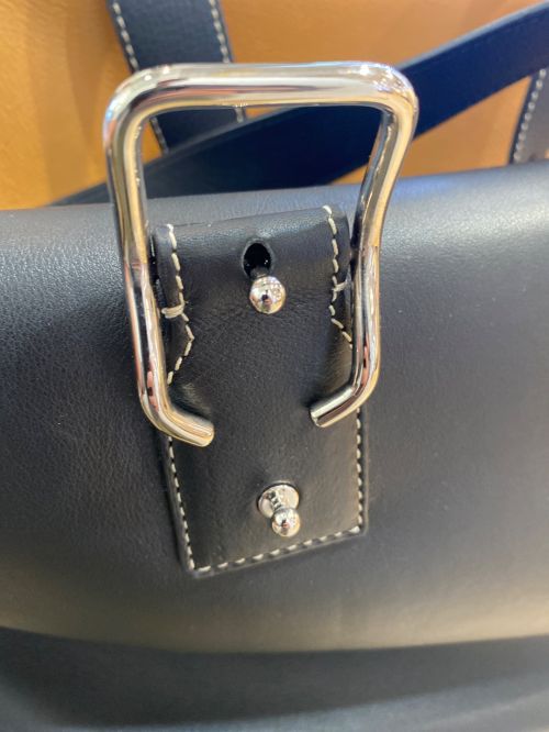 LOEWE（ロエベ）LOEWE (ロエベ) レザーキューブバッグ ブラック×キャメスの古着・服飾アイテム