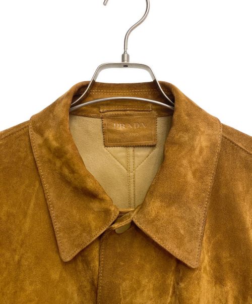 PRADA（プラダ）PRADA (プラダ) Suede leather jacket（スウェードレザージャケット） ブラウン サイズ:50の古着・服飾アイテム