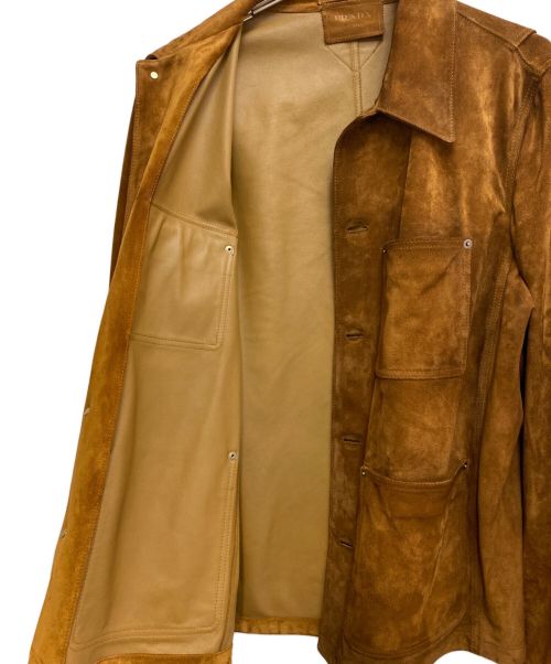 PRADA（プラダ）PRADA (プラダ) Suede leather jacket（スウェードレザージャケット） ブラウン サイズ:50の古着・服飾アイテム