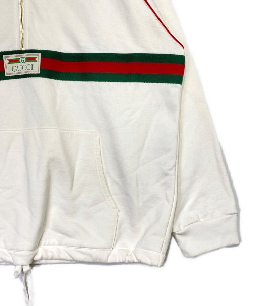 GUCCI（グッチ）GUCCI (グッチ) ウェブ＆GUCCI ラベル付き スウェットシャツ アイボリー サイズ:XLの古着・服飾アイテム