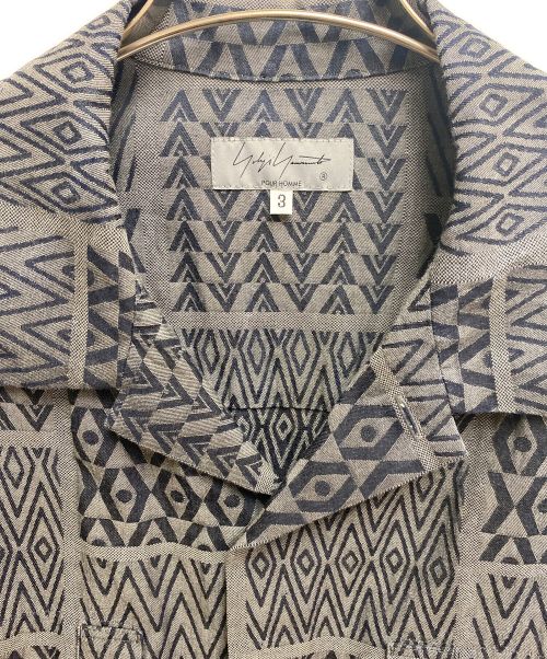 Yohji Yamamoto pour homme（ヨウジヤマモト プールオム）Yohji Yamamoto pour homme (ヨウジヤマモト プールオム) 23AW Open Collar Pattern Shirt グレー サイズ:3の古着・服飾アイテム