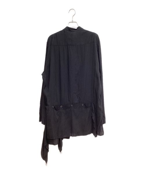 Yohji Yamamoto pour homme（ヨウジヤマモト プールオム）Yohji Yamamoto pour homme (ヨウジヤマモト プールオム) 左裾フラシ布付テンセルブラウス ブラック サイズ:3の古着・服飾アイテム