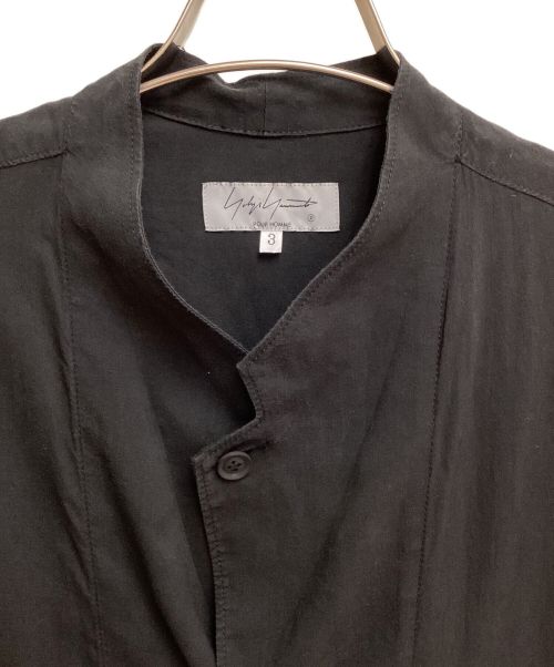 Yohji Yamamoto pour homme（ヨウジヤマモト プールオム）Yohji Yamamoto pour homme (ヨウジヤマモト プールオム) 左裾フラシ布付テンセルブラウス ブラック サイズ:3の古着・服飾アイテム