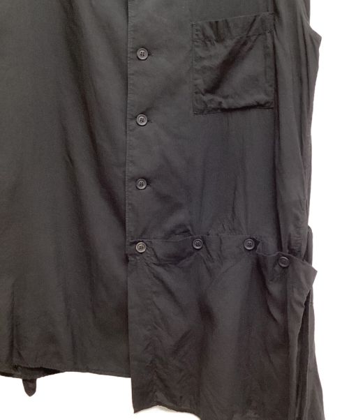 Yohji Yamamoto pour homme（ヨウジヤマモト プールオム）Yohji Yamamoto pour homme (ヨウジヤマモト プールオム) 左裾フラシ布付テンセルブラウス ブラック サイズ:3の古着・服飾アイテム
