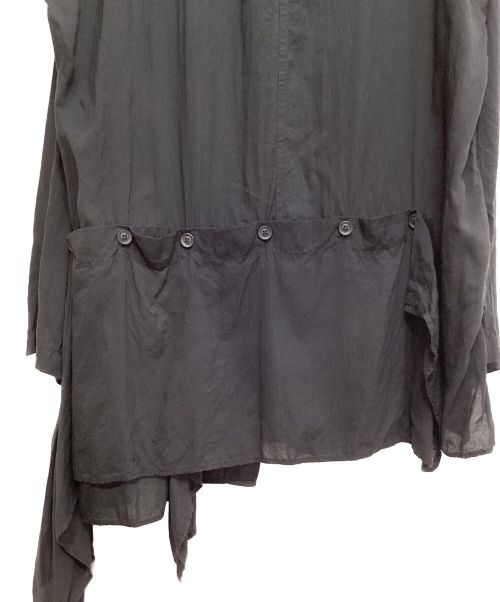 Yohji Yamamoto pour homme（ヨウジヤマモト プールオム）Yohji Yamamoto pour homme (ヨウジヤマモト プールオム) 左裾フラシ布付テンセルブラウス ブラック サイズ:3の古着・服飾アイテム