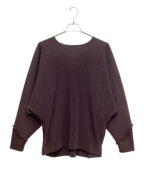 HOMME PLISSE ISSEY MIYAKE（オム プリッセ イッセイ ミヤケ）HOMME PLISSE ISSEY MIYAKE (オムプリッセ イッセイ ミヤケ) 23SS Fringe pullover pleat cut and sew（フリンジプルオーバープリーツカットソー） ワインレッド サイズ:4の古着・服飾アイテム