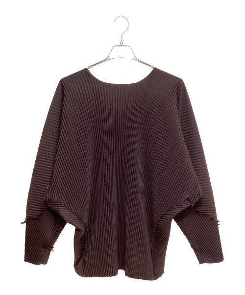 HOMME PLISSE ISSEY MIYAKE（オム プリッセ イッセイ ミヤケ）HOMME PLISSE ISSEY MIYAKE (オムプリッセ イッセイ ミヤケ) 23SS Fringe pullover pleat cut and sew（フリンジプルオーバープリーツカットソー） ワインレッド サイズ:4の古着・服飾アイテム
