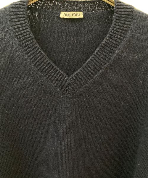MIU MIU（ミュウミュウ）MIU MIU (ミュウミュウ) カットオフショートニット ネイビー サイズ:40の古着・服飾アイテム
