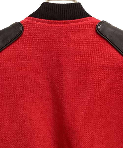 Saint Laurent Paris（サンローランパリ）Saint Laurent Paris (サンローランパリ) ラムレザー切替テディジャケット ブラック×レッド サイズ:46の古着・服飾アイテム